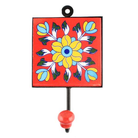 Yelow Sunflower Ceramic Tile Wall Hook Online